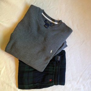 POLO  Men's thermal L/S  & plaid pants lounge set